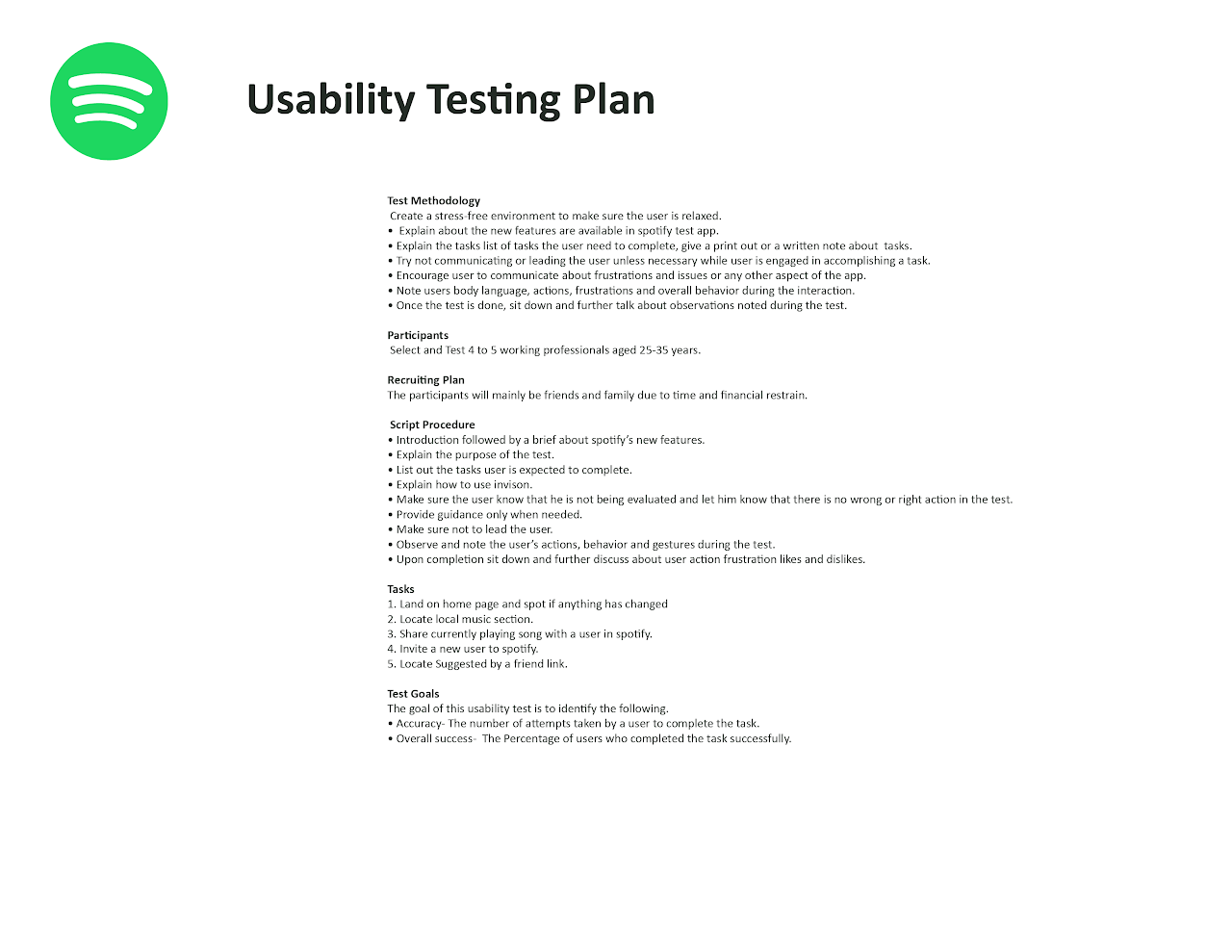 Testing Plan